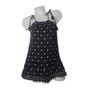 OLD NAVY Black Gauze Floral Strappy Tank Top  Size Small